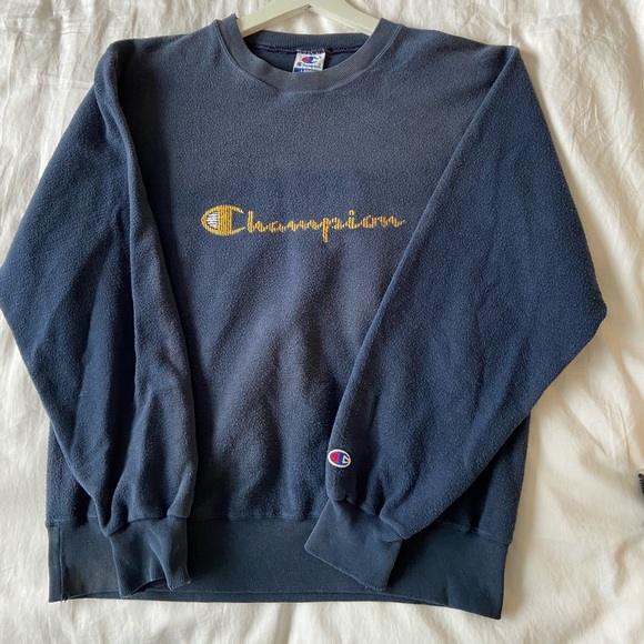 Navy Authentic Champion Crewneck Sweater - Picture 1 of 3